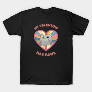 My Valentine has paws- a retro vintage design with a cute cat T-Shirt